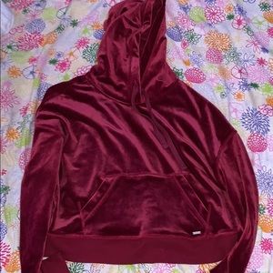 RED/MAROON VELVET HOODIE